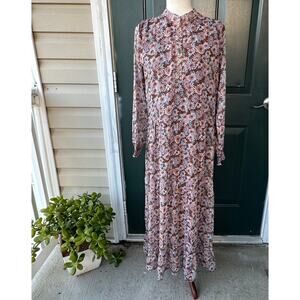 NWT Costamani Sophia Maxi Dress M Floral Brown Purple Daisy Print Modest Danish